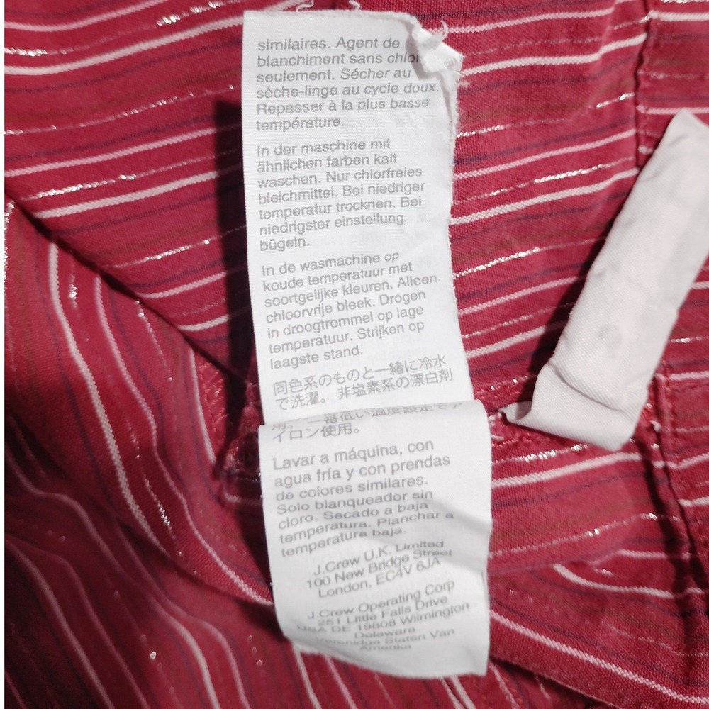 Madewell Maroon Metallic Striped V-Neck Balloon Sleeve Blouse Top XL Cotton - Picture 9 of 9